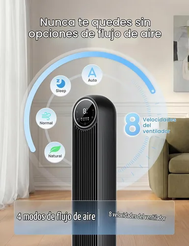 Vista 4 de DREO Ventilador de torre para dormitorio, velocidad de 28 pies/s