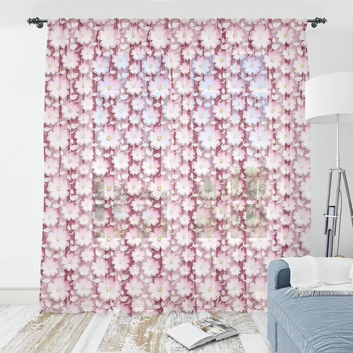 Vista 25 de Ambesonne Cortinas de tul Eiffel con bolsillo para barra, globos retro de corazón de café, remolinos de hito francés, cortina transparente