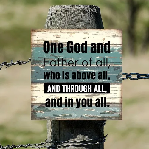 Vista 6 de SILYHEART One God and Father of All Wood Framed Sign Hanging Wall Art Sign Classic Lettering Quotes Wood Wall Hanging Decoration for Bedroom Living