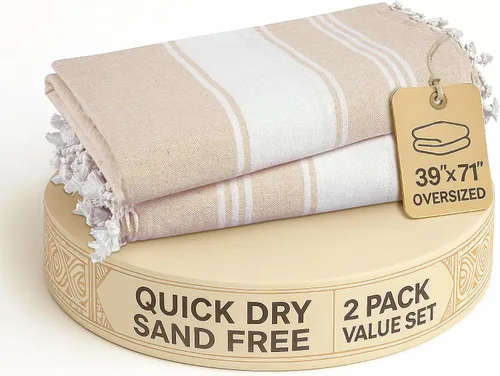 Vista 54 de LANE LINEN Toalla de Playa, Paquete de 2 Toallas de Playa de Gran Tamaño, 39"x71", Toallas de Piscina de Secado Rápido para Adultos, Absorbentes a