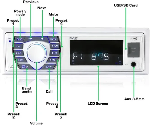 Vista 5 de LANZAR Altavoces marinos duales de 6.5 pulgadas + receptor marino estéreo Pyle Bluetooth