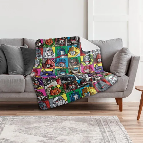 Vista 6 de Transformers Transformers Squares Silky Touch Sherpa Back Manta súper suave