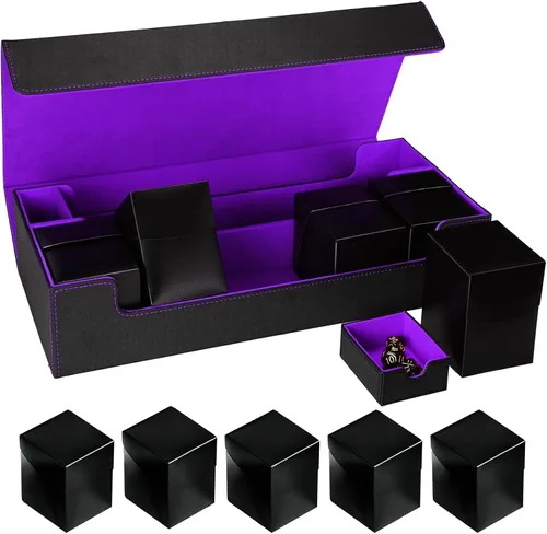 Vista 11 de Estuche de almacenamiento prémium para tarjetas coleccionables TCG, caja con capacidad para más de 800 tarjetas con funda para MTG, YuGiOh, Uno