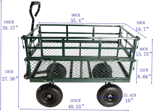 Vista 4 de Con un remolque de cuatro ruedas con un lado desmontable de doble cubierta, el coche de red multifuncional de acero resistente se puede utilizar