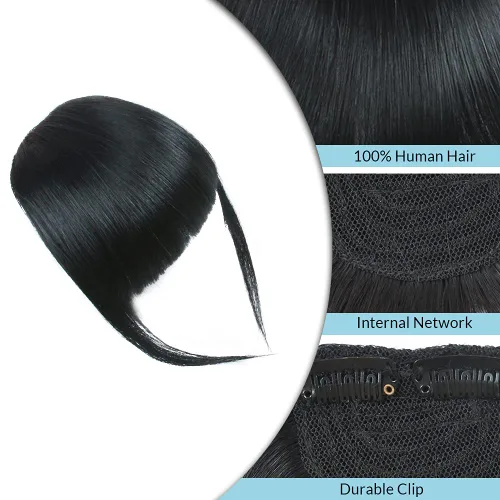 Vista 4 de Shinon – Flequillo con clip de cabello humano; extensión de cabello, fleco