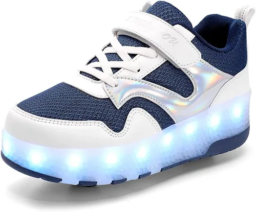 Vista 2 de HHSTS Zapatos para niños Nuevos zapatos mejorados con ruedas de color de luz LED, patines brillantes, zapatos de patinaje, regalos simples