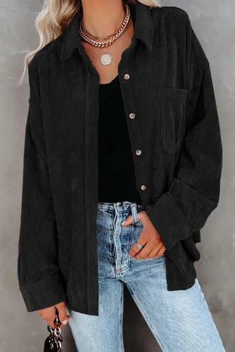 Vista 5 de Magritta Camisas de manga larga con cuello en V y botones para mujer, blusas de gran tamaño con bolsillos