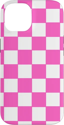 Vista 4 de Funda de tablero de ajedrez clásica a cuadros rosa y blanco para iPhone 16