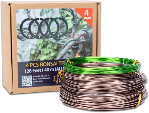 Vista 10 de Kit de alambre de bonsái 4 rollos, juego de alambre de entrenamiento de bonsái de aluminio de 64 pies 16 pies (verde+negro)