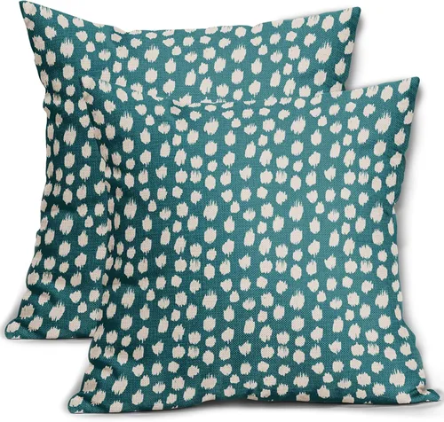 Vista 34 de Sweetshow Juego de 2 fundas de almohada de 16 x 16 pulgadas, diseño bohemio, con diseño de lunares, moderno y moderno, para exteriores, decorativas