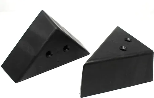 Vista 4 de JSP Manufacturing Muebles triangulares de plástico de 3 pulgadas, patas de esquina negras – Sofá sillón silla otomana (1 pata)