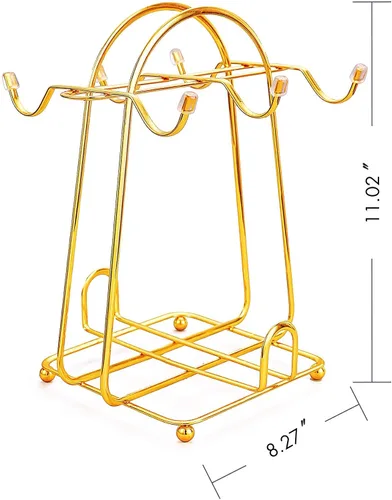 Vista 2 de CHENP.HMC Soporte para tazas de mostrador con 6 ganchos, árbol de tazas de café de metal para mesa de cocina