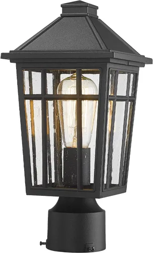 Vista 17 de Darkaway Luces de Poste para Exteriores Accesorio de Luz de Poste de Lámpara, Carcasa de Aluminio Impermeable con Vidrio de Efecto Ondas de Agua