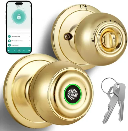 Vista 11 de KLLOQUE Smart Door Lock,Smart Keypad Door Knob with Lock,Bright Silver