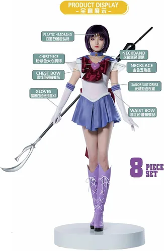 Vista 2 de JWKCOS Sailor Moon Sailor Saturn Hotaru Tomoe Disfraz de cosplay SuperS Combate