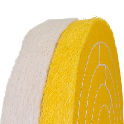 Vista 6 de POWERTEC Paquete de 2 ruedas de pulido, ruedas de pulido de 8 pulgadas, algodón blanco (70 capas) y algodón amarillo (42 capas), agujero de eje