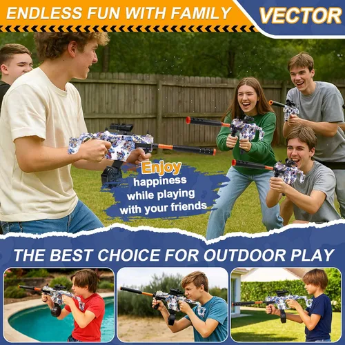 Vista 4 de Gel Blaster Splatter - Juguete de Bola de Salpicadura Automática Recargable con Gafas y Tambor de Munición, Actividades al Aire Libre, Juego