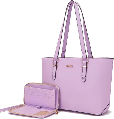 Vista 30 de YZAOLL Bolsos para mujer de cuero sintético, medianos y grandes, bolso de hombro, cartera, juego de bolso de mano y billetera