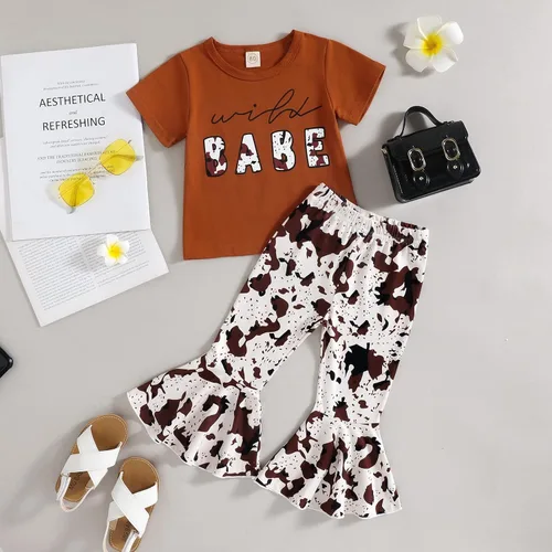 Vista 24 de Eadrioss Ropa para bebé niña pequeña, traje de campana de manga corta, camisa de flores para niños, pantalones florales acampanados, ropa de verano