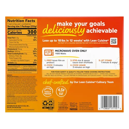 Vista 8 de Lean Cuisine Comida congelada de pollo con enchilada suiza, comida de microondas Comfort Cravings, cena de pollo y arroz congelado, cena congelada