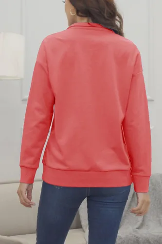Vista 51 de KINGFEN Sudadera de manga larga con cremallera de un cuarto para mujer