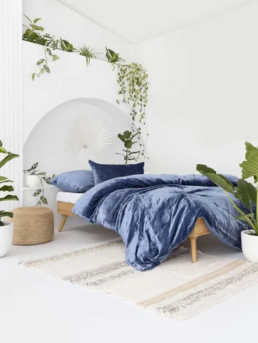 Vista 17 de Funda de edredón de terciopelo sólido ultra-luxe, ropa de cama boho UO, funda de colcha Donna, juego de edredón de 3 piezas, juego de cama de Aqua