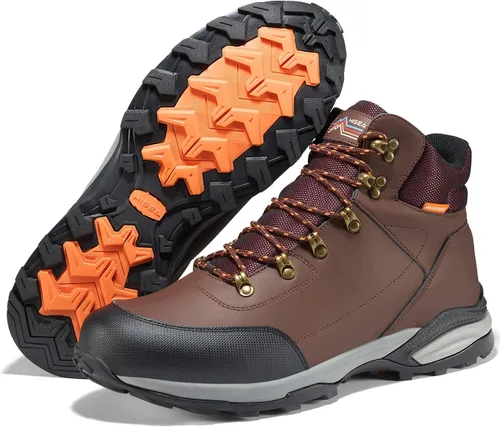Vista 5 de HISEA Botas de senderismo para hombre, impermeables, ligeras, de cuero, transpirables, para escalada, senderismo, mochilero, senderismo