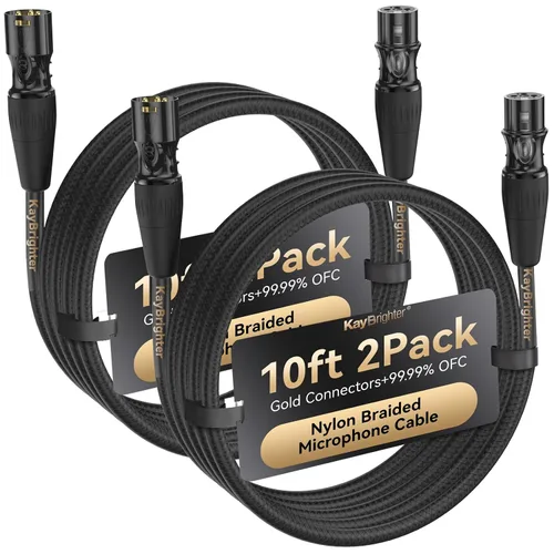 Vista 9 de XLR Cables de 3.3 pies, cable de micrófono profesional sin ruido, conectores dorados Rean-Neutrik, cable de micrófono equilibrado, 99.99% OFC, cable
