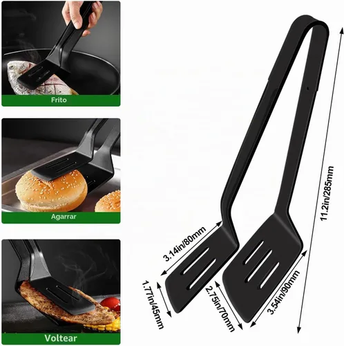 Vista 2 de Pinzas de silicona para barbacoa, abrazadera de acero inoxidable para asar y ensalada
