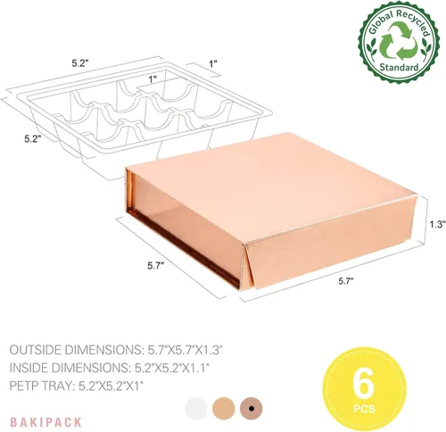 Vista 7 de BAKIPACK 6 cajas de trufas de oro rosa, cajas de chocolates, cajas