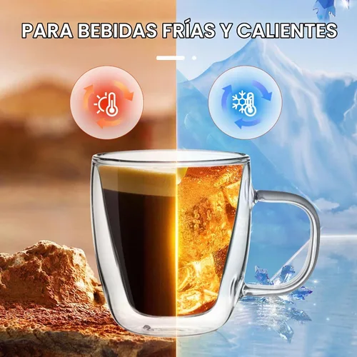 Vista 3 de Sweese Juego de 2 tazas de espresso de vidrio de doble pared de 5 oz, tazas de shot de espresso perfectas para capuchino, latte, té