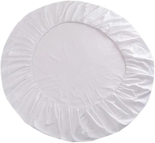 Vista 11 de homozy Cubierta de cama ajustable de cama redonda de color sólido para el hogar del hotel, beige