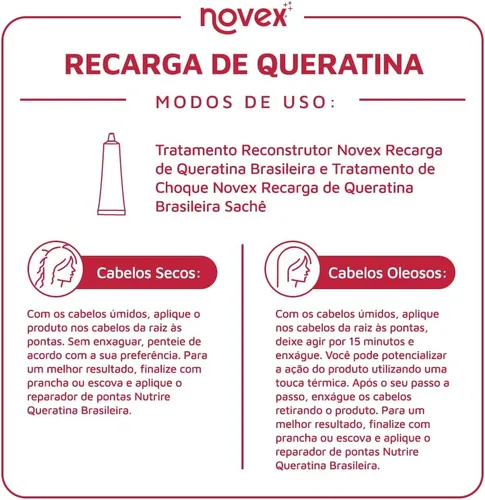 Vista 7 de Novex Acondicionador sin enjuague de recarga de queratina - Queratina reconstructiva, control del encrespamiento y reparación de daños