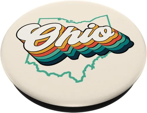 Vista 2 de Enchufe vintage Ohio Pop Retro 70s 80s Regalo de orgullo del hogar – PopSockets agarre y soporte para teléfonos y tabletas