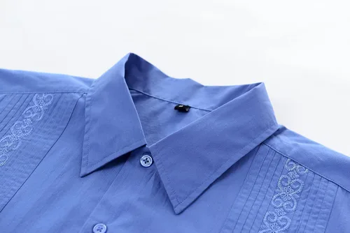 Vista 2 de MAXJON Camisas de guayabera para hombre, camisas cubanas de manga corta