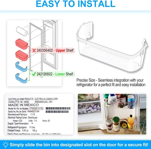 Vista 6 de [2 PAQUETES] Estante de repuesto para puerta de refrigerador 242126602 actualizado para Frigidaire - Reemplazo de estante de puerta de refrigerador