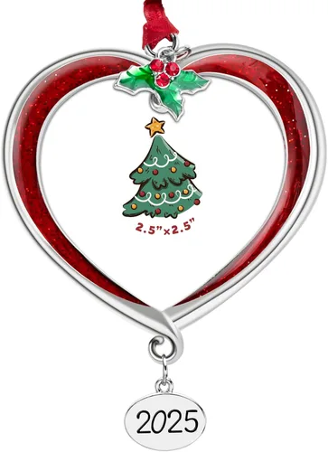 Vista 10 de Adorno de Árbol de Navidad Marco de Fotos Colgante de Metal Pendiente Festivo de 6.35 cm Adorno Decorativo de Mascotas, Primera Navidad del Bebé