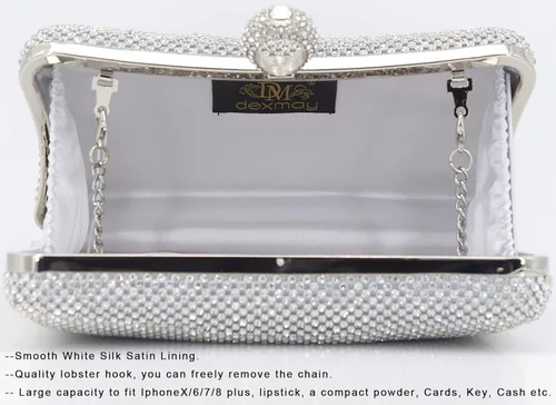 Vista 5 de Dexmay - Bolso de mano con diamantes de imitación y cierre de cristal, para fiesta nupcial de boda