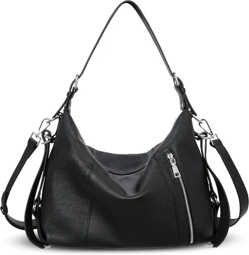Vista 8 de Heshe - Bolso de cuero vintage para mujer, bolsos de diseño, con manija Soft, Genuine Leather