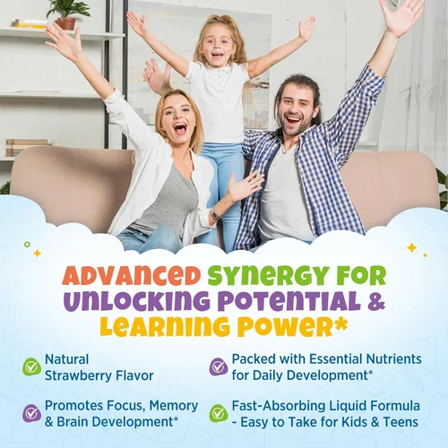 Vista 7 de Suplementos de concentración y atención para niños con fosfatidilserina, L-teanina, omega-3 y glicinato de magnesio, vitaminas cerebrales