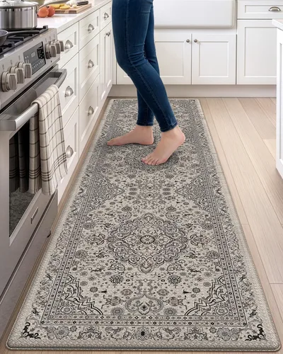 Vista 57 de DEXI Alfombrillas de cocina acolchadas antifatiga, 24 x 87 pulgadas, color Beige claro
