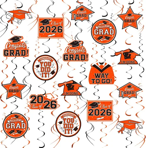Vista 7 de 31 decoraciones de graduación para clase de 2026, remolino colgante de graduación, felicitaciones y decoraciones de fiesta de graduación