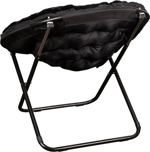 Vista 9 de EMMA + OLIVER Ersa - Silla plegable de gran tamaño de 38 pulgadas con tapicería de piel sintética acogedora en negro con marco de metal negro