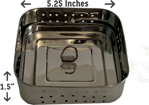 Vista 3 de Dubbas - Paneer Maker cuadrado, prensa de paneer india de acero inoxidable/prensa de tofu/molde Paneer - Tamaño 5.25 pulgadas de ancho x 5.25
