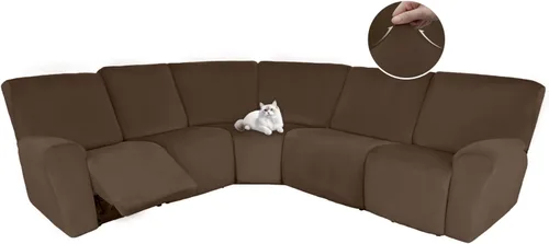 Vista 19 de HDCAXKJ Fundas de sofá seccional reclinable de terciopelo, cubierta de sofá seccional en forma de L, lavable, elástica, suave, para rincón