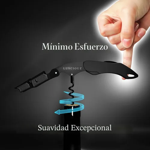 Vista 3 de LUSCIOUZ Sacacorchos de Resistencia Cero Abridor de Botellas de Vino Silencioso Sacacorchos para Camareros Llave de Vino Fabricado en Japón