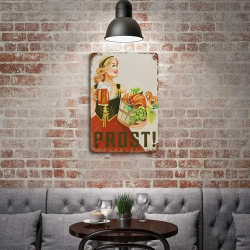 Vista 5 de Póster de Prost Oktoberfest Alemania. Bonito cartel de Lederhosen Blonde German Beer Pinup, festival vintage de beber alcohol, hogar, bar, cocina