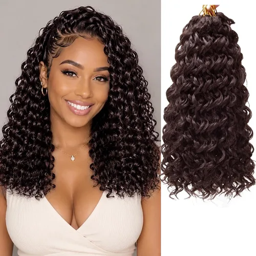 Vista 12 de GoGo Curl Crochet Hair 18 pulgadas onda de agua pelo sintético bohemio ganchillo trenzado jengibre onda profunda extensiones de cabello trenzado