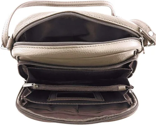 Vista 6 de Bolso de hombro de piel de vaca para mujer, pequeño organizador de cuerpo cruzado con muchos bolsillos