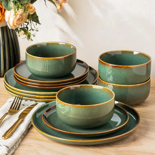 Vista 8 de AmorArc Dinnerware Sets for 4, Ceramic Plates and Bowls Sets (12 Piece)